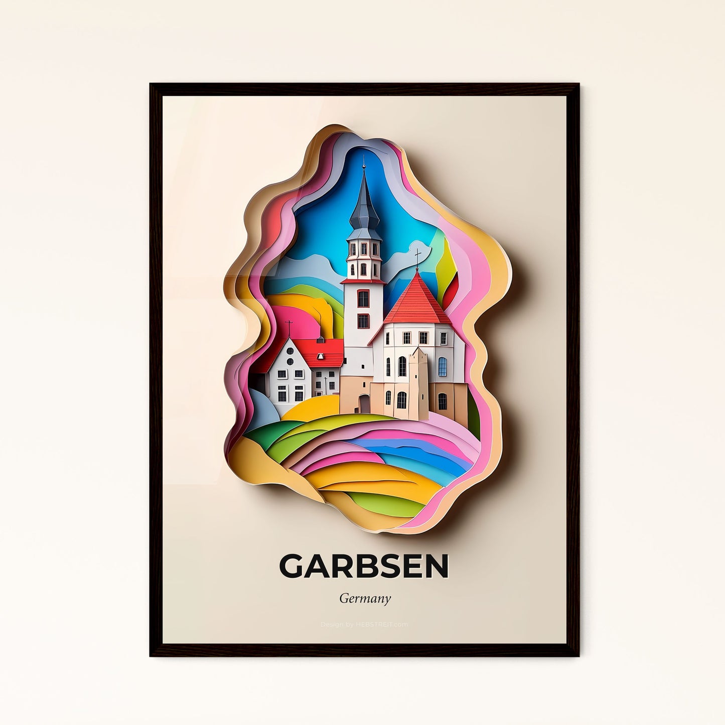 Vivid Garbsen, Germany - a paper cut of a church and a rainbow