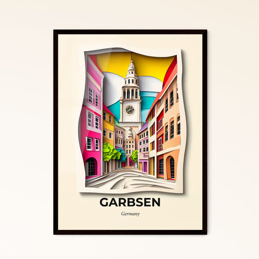 Vivid Garbsen, Germany - a paper cut of a clock tower in a city