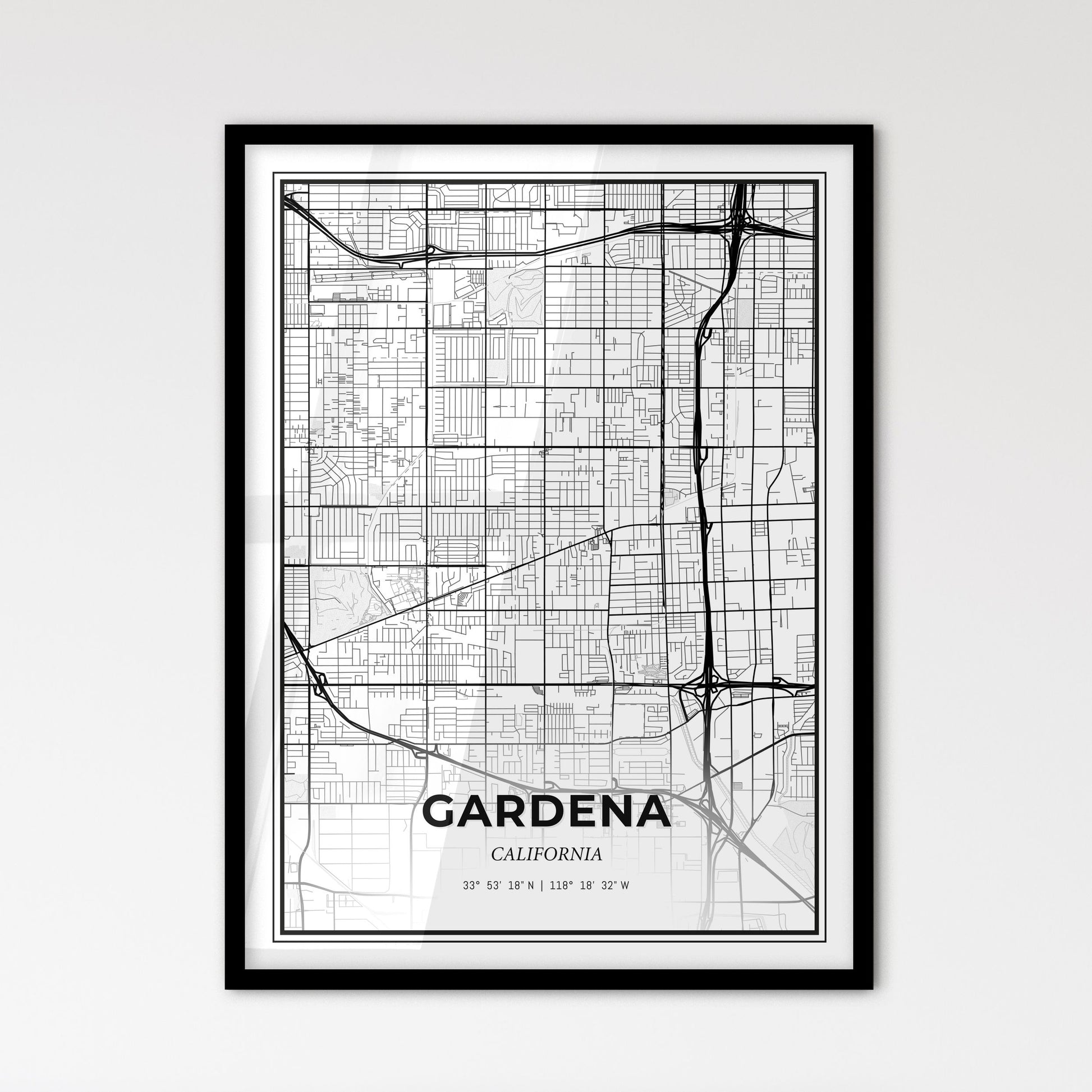 Gardena California - Scandinavian Style City Map for Modern Home Decor