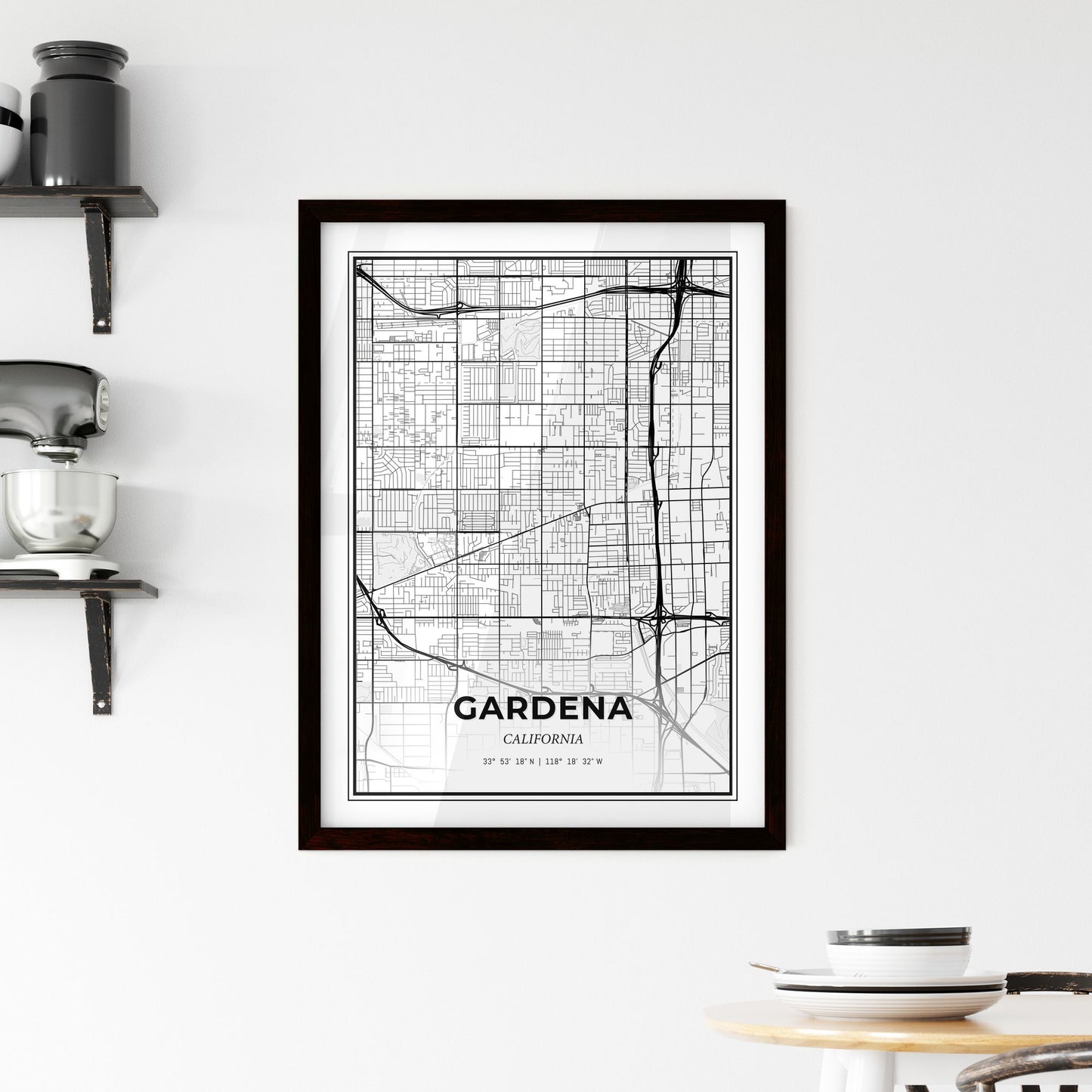 Gardena California - Minimal City Map