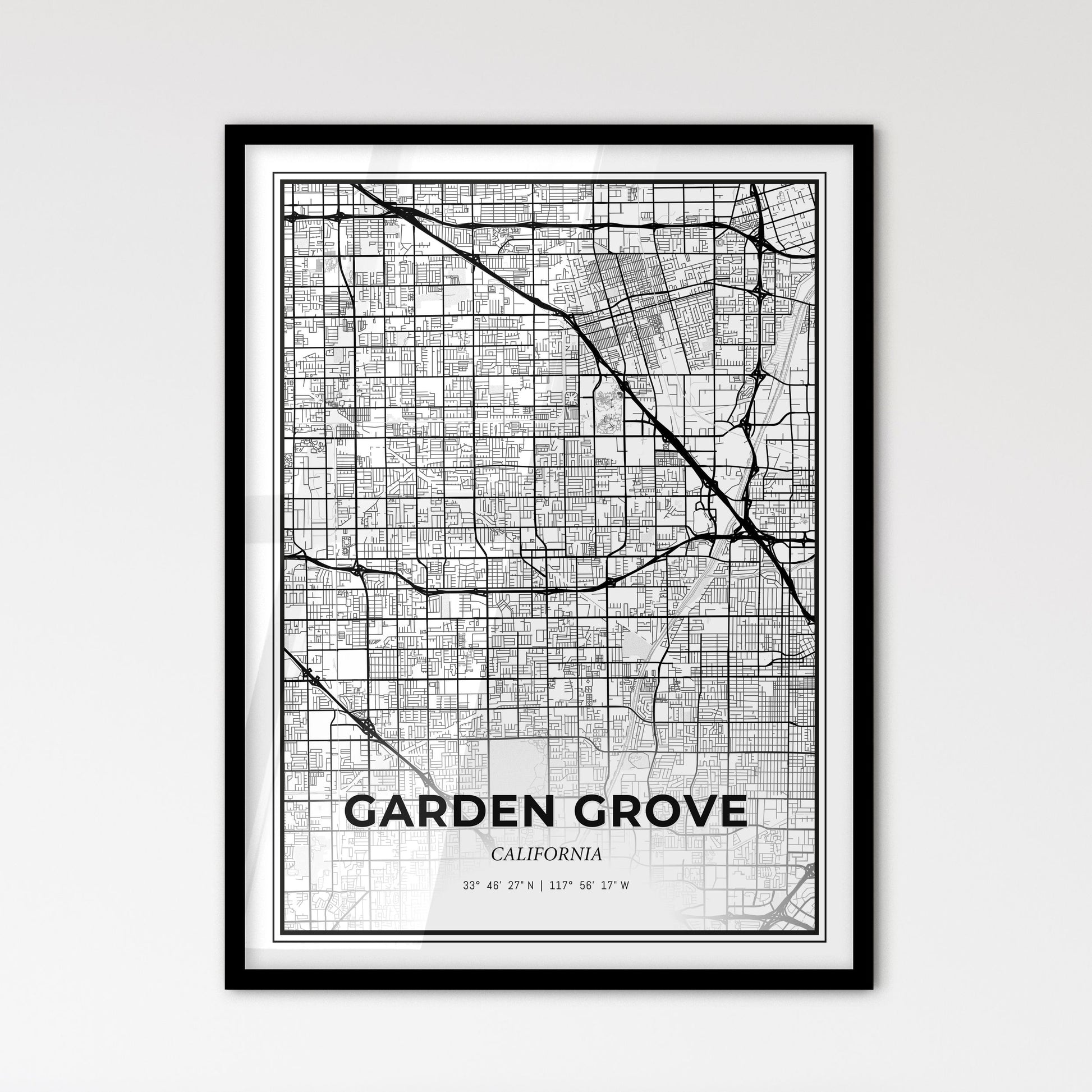 Garden Grove California - Scandinavian Style City Map for Modern Home Decor