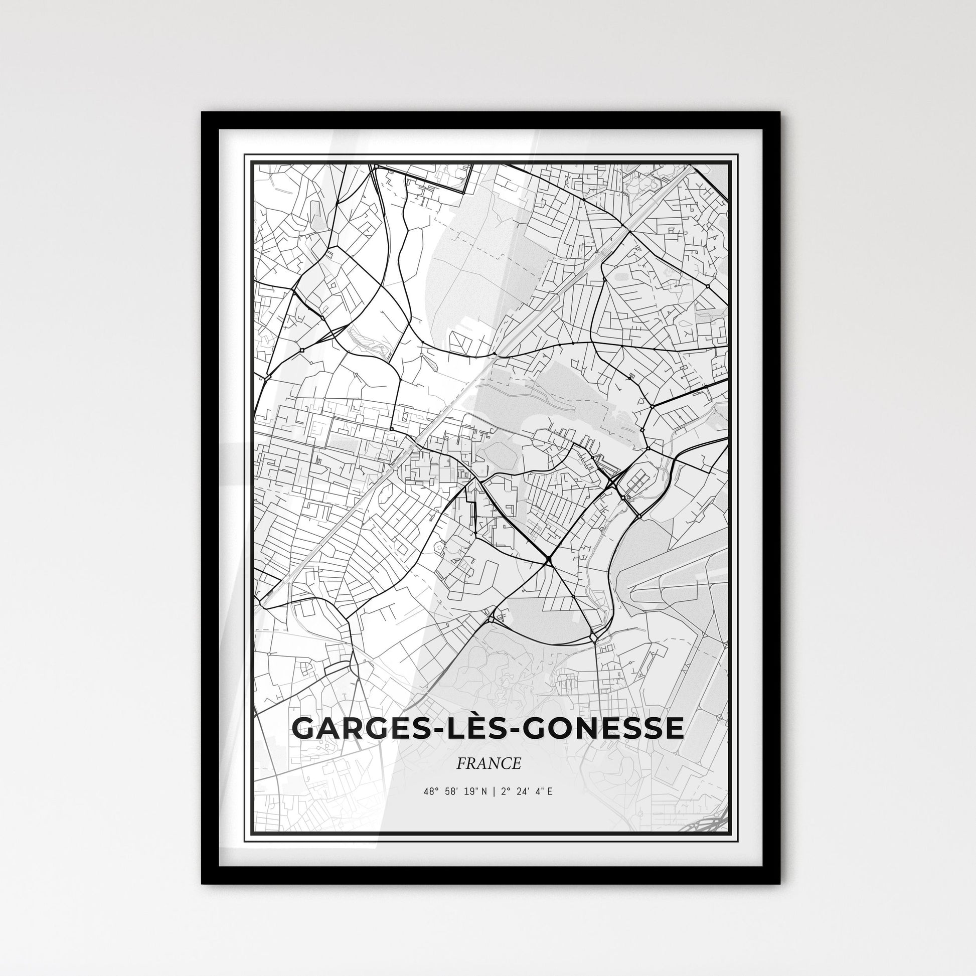 Garges-lès-Gonesse France - Scandinavian Style City Map for Modern Home Decor