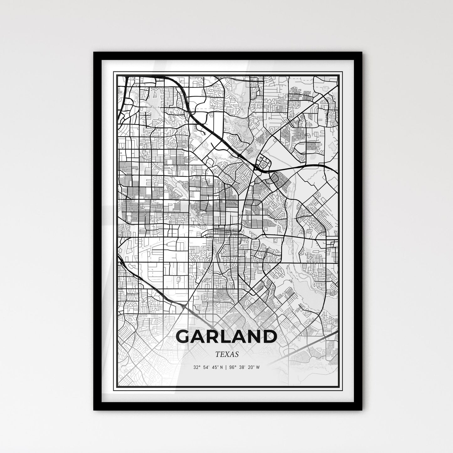 Garland Texas - Scandinavian Style City Map for Modern Home Decor