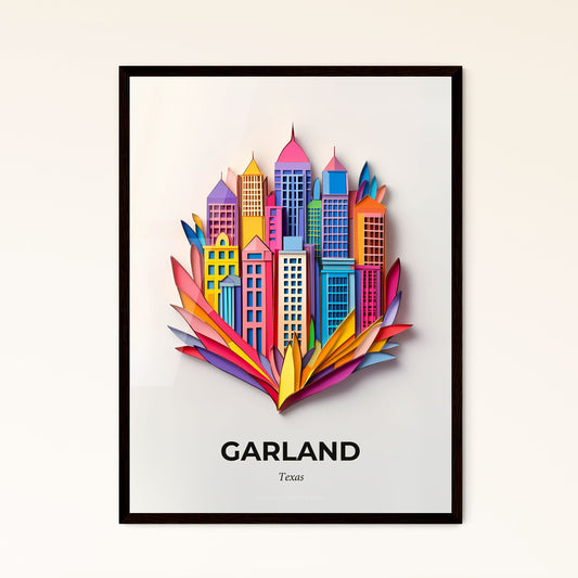 Vivid Garland, Texas - a colorful city with skyscrapers on a white background