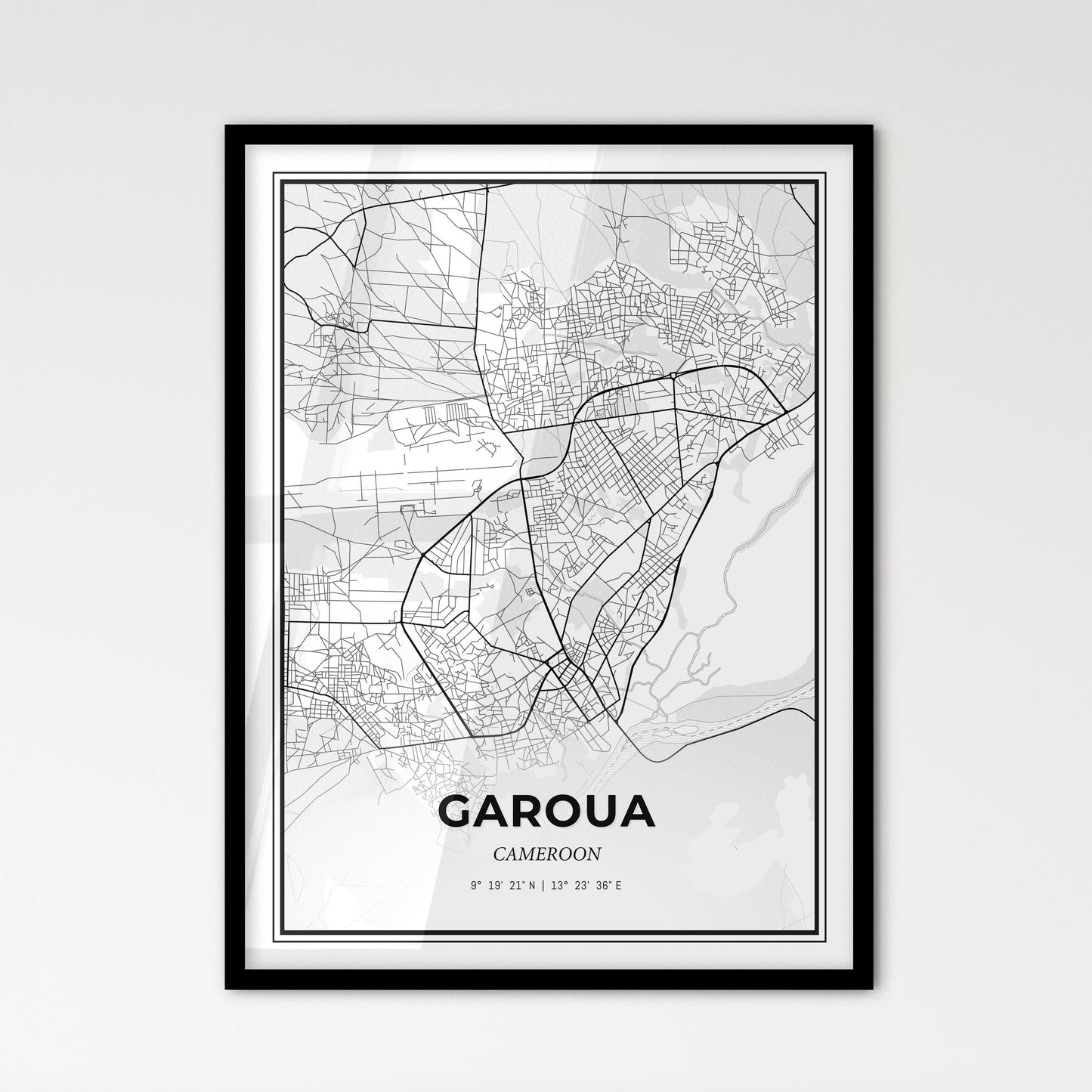 Garoua Cameroon - Scandinavian Style City Map for Modern Home Decor