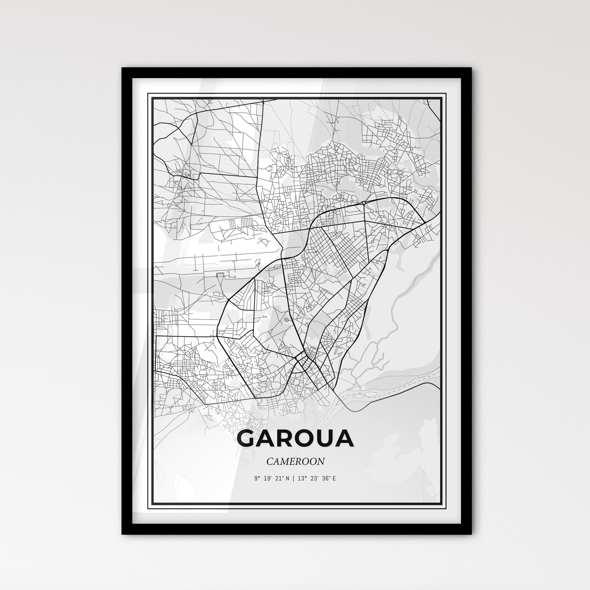 Garoua Cameroon - Scandinavian Style City Map for Modern Home Decor