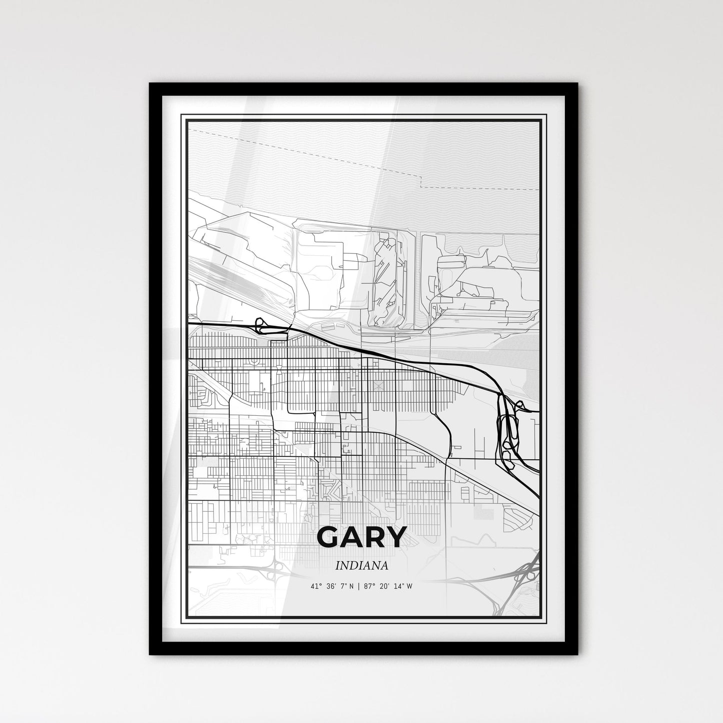 Gary Indiana - Scandinavian Style City Map for Modern Home Decor