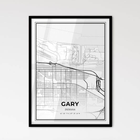 Gary Indiana - Scandinavian Style City Map for Modern Home Decor