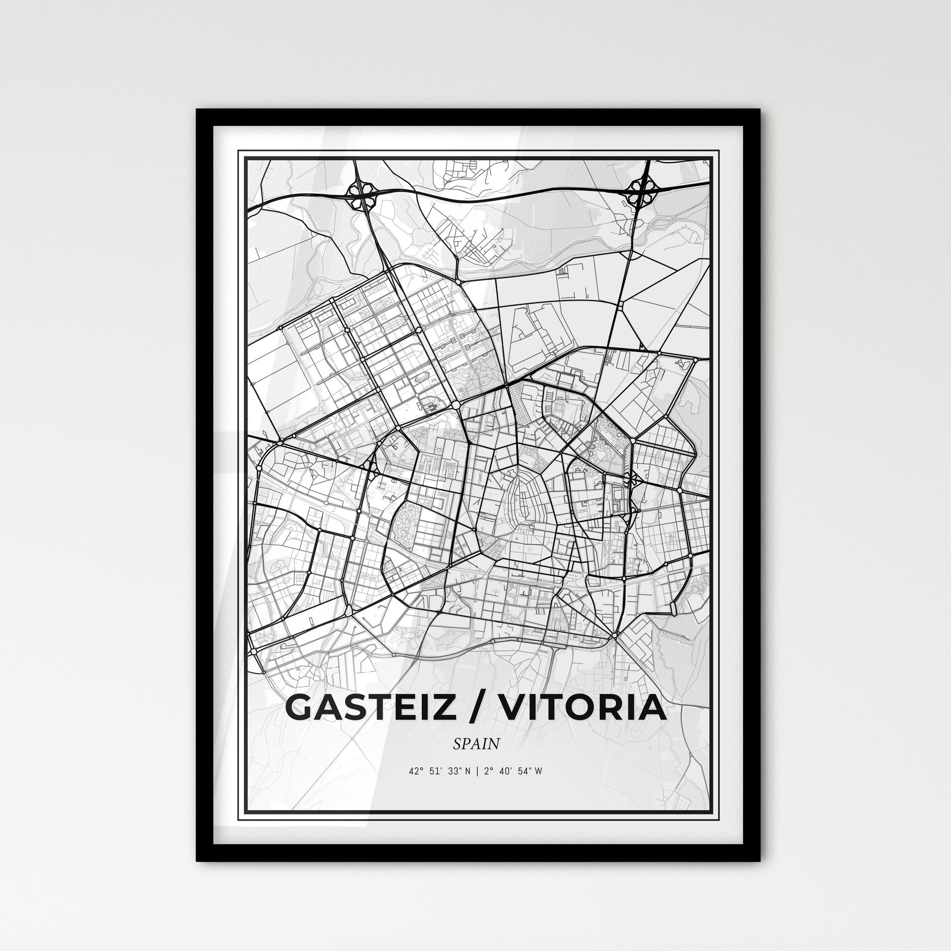 Gasteiz / Vitoria Spain - Scandinavian Style City Map for Modern Home Decor