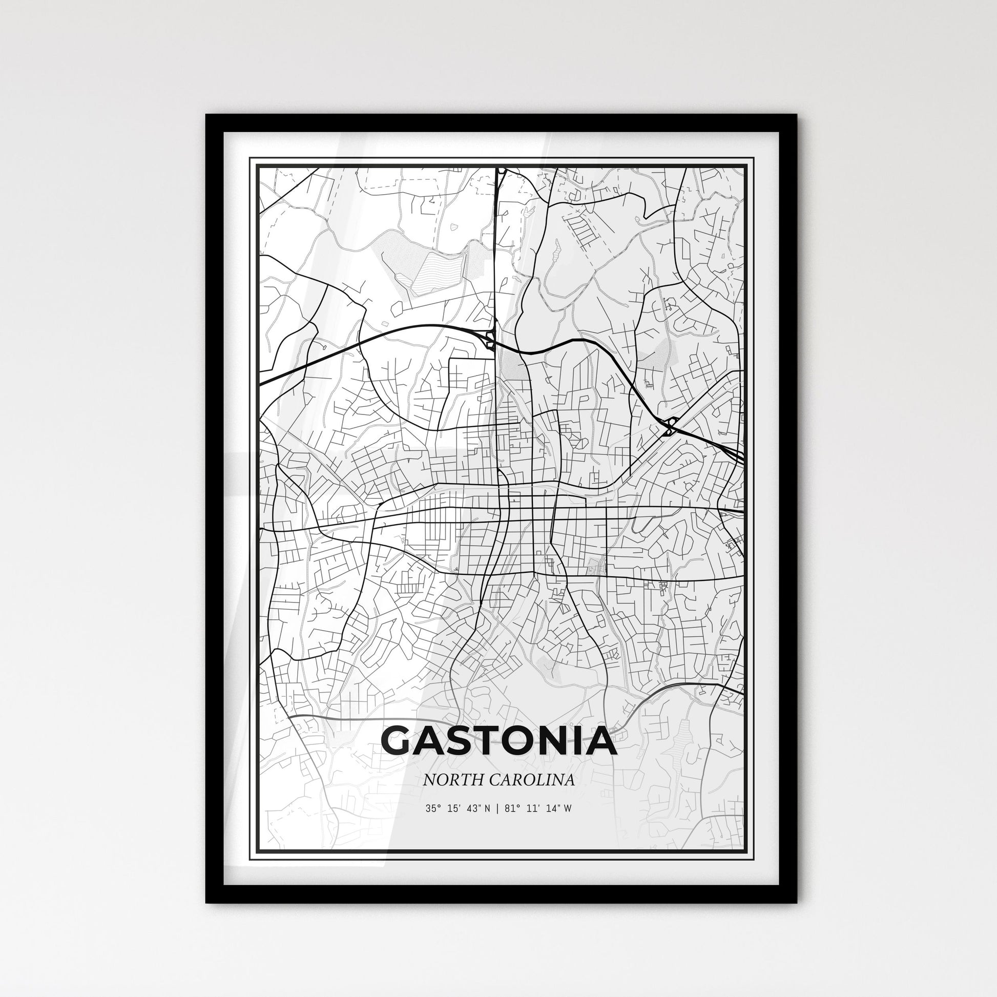 Gastonia North Carolina - Scandinavian Style City Map for Modern Home Decor