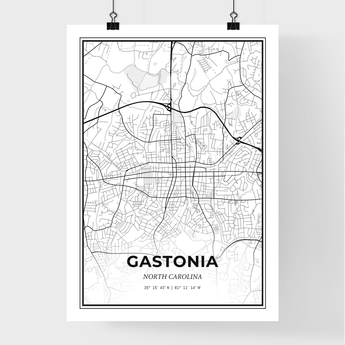 Gastonia North Carolina - Premium City Map Poster