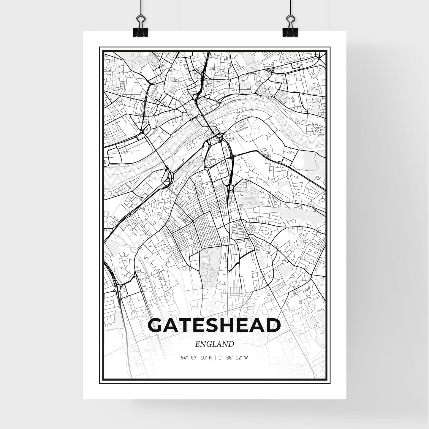 Gateshead England - Premium City Map Poster