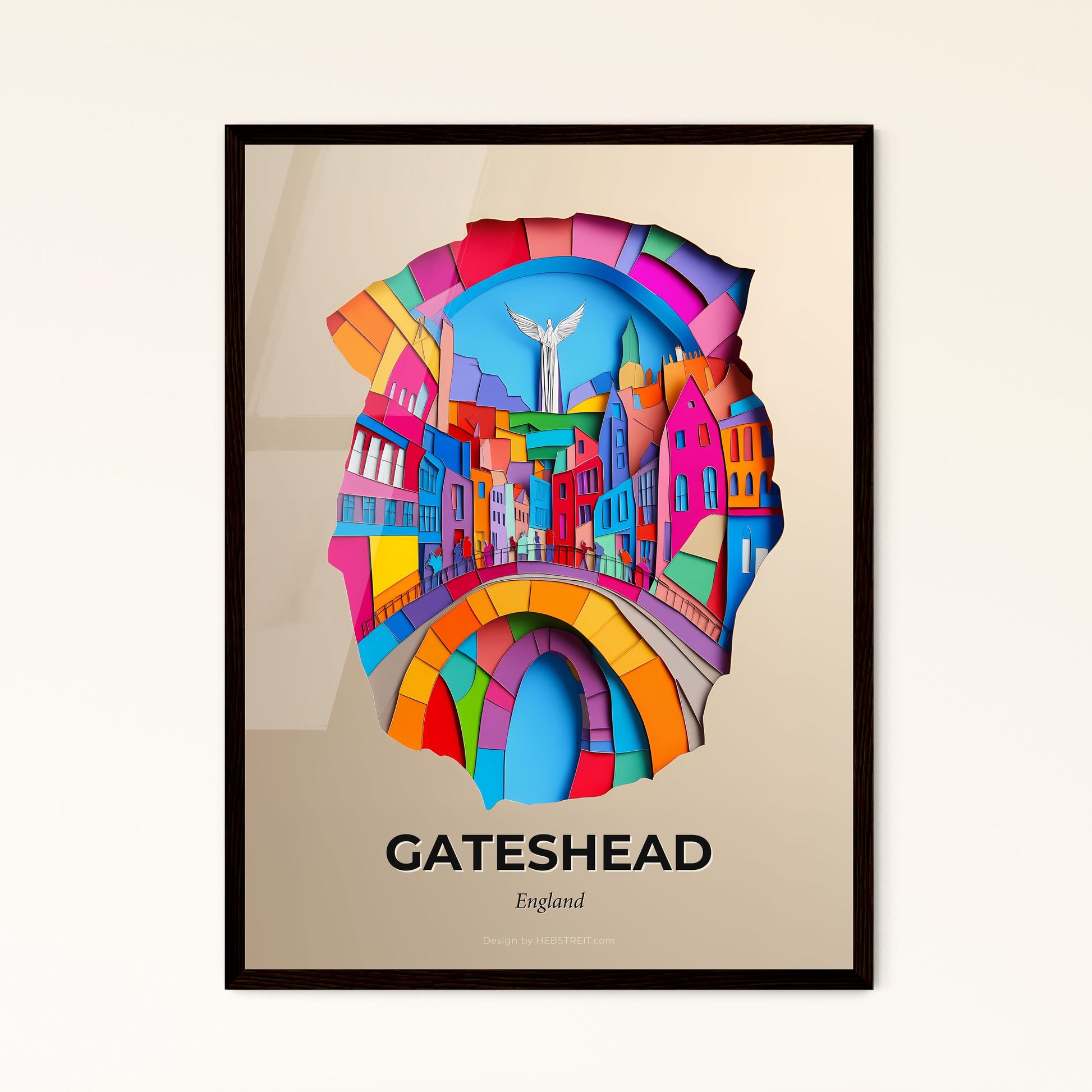 Vivid Gateshead, England - a colorful city with a bird flying over it