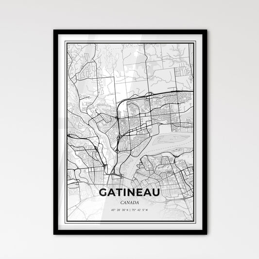 Gatineau Canada - Scandinavian Style City Map for Modern Home Decor