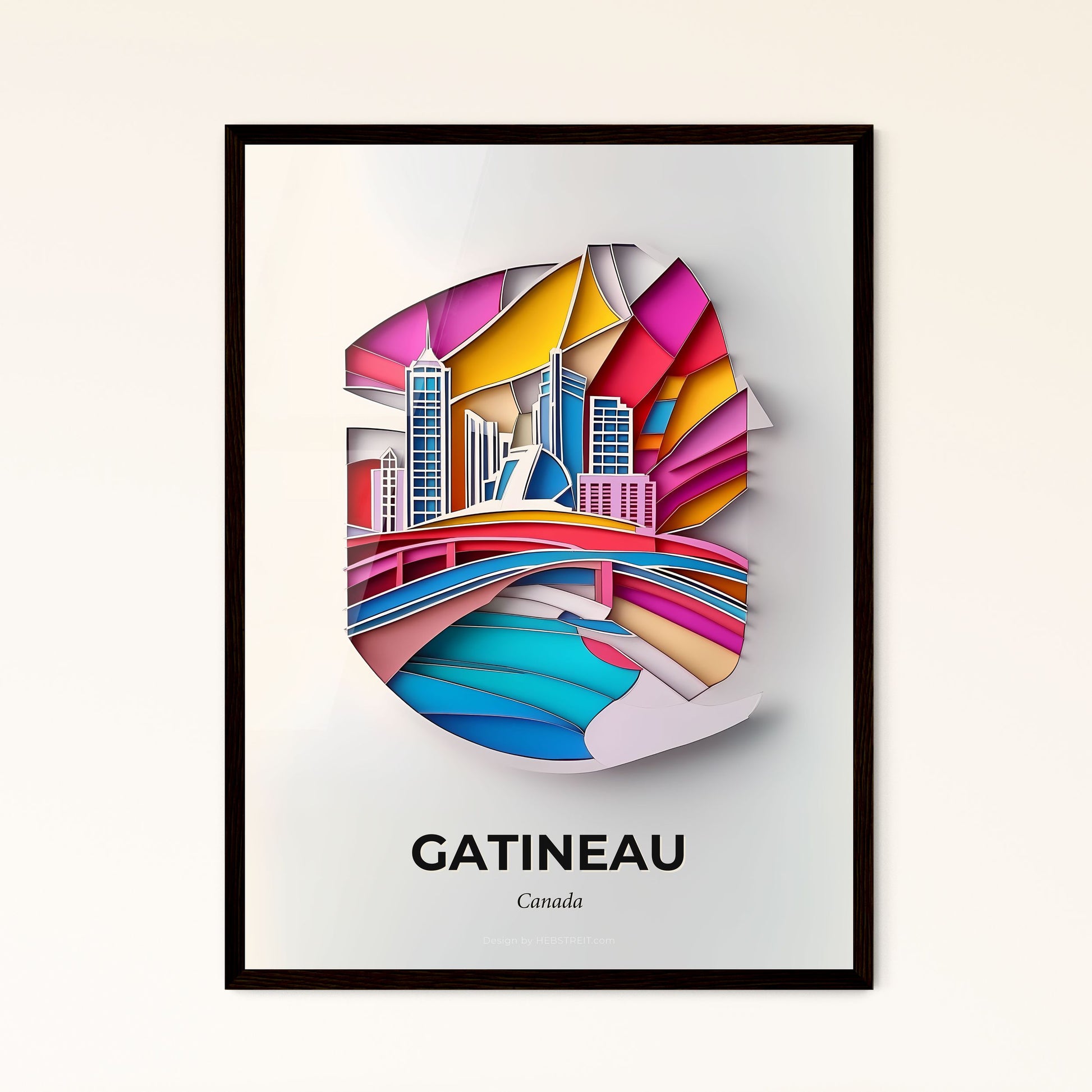 Vivid Gatineau, Canada - a paper cut of a city with a river