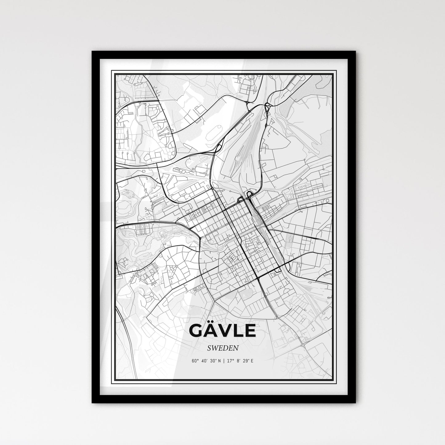 Gävle Sweden - Scandinavian Style City Map for Modern Home Decor