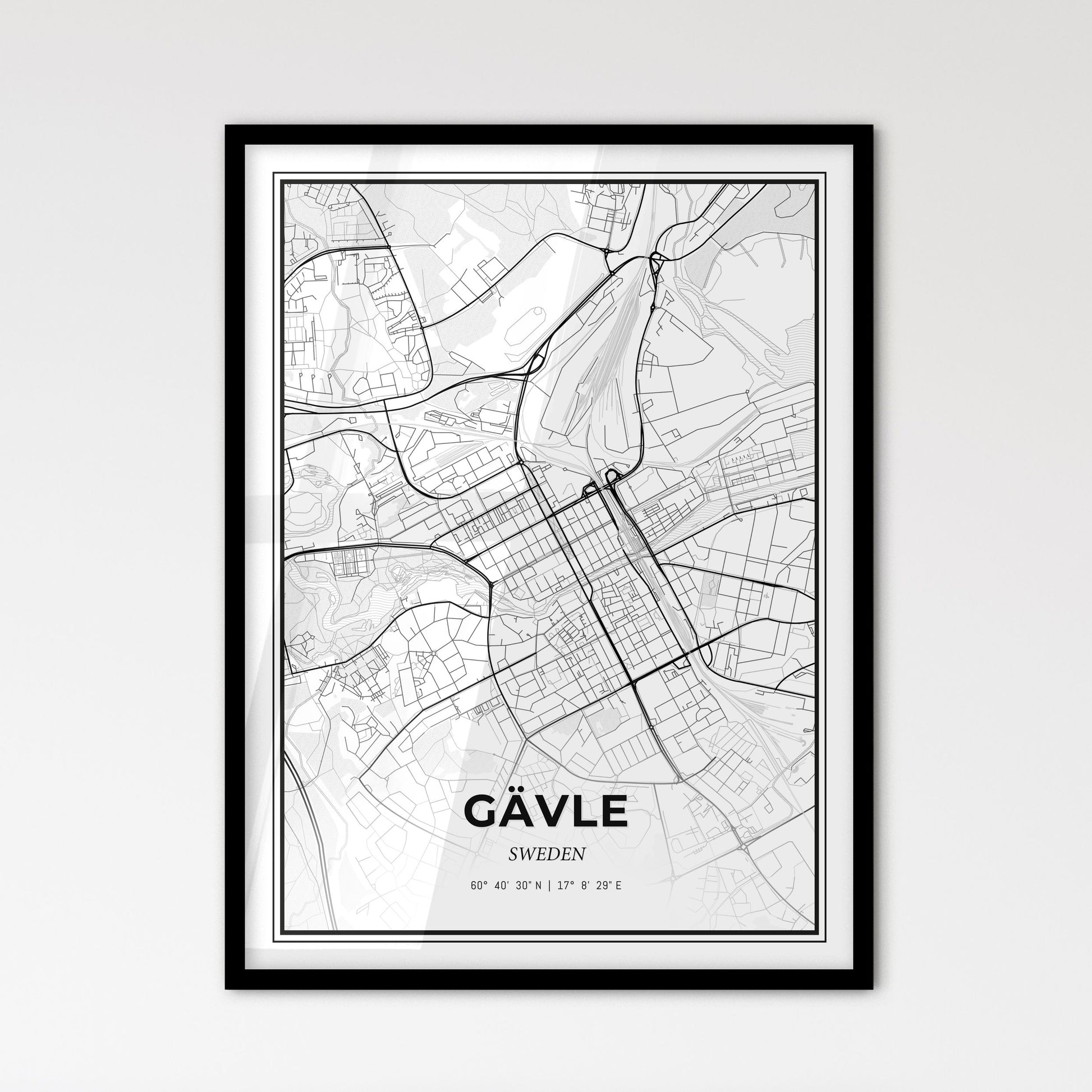 Gävle Sweden - Scandinavian Style City Map for Modern Home Decor