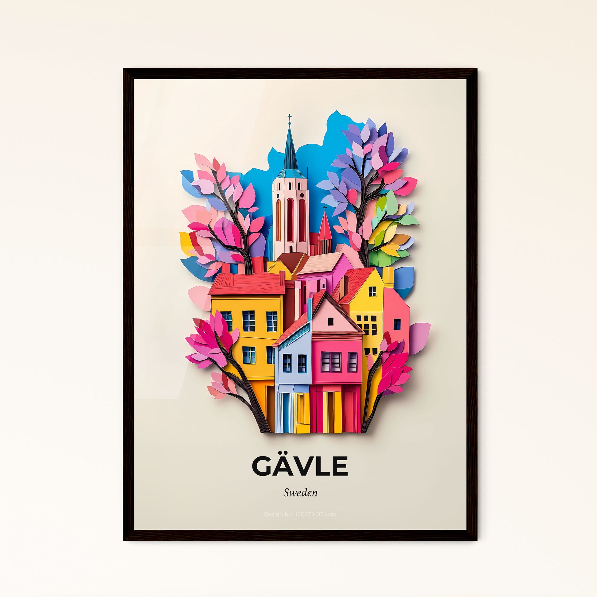 Vivid Gävle, Sweden - a paper cut of a city with a church tower