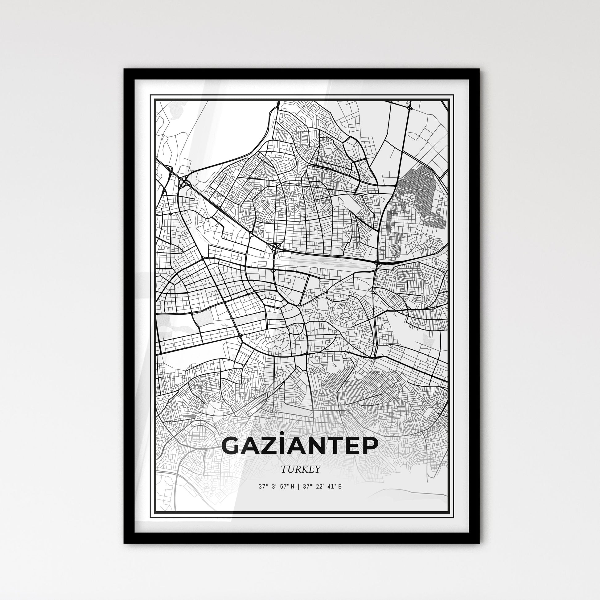 Gaziantep Turkey - Scandinavian Style City Map for Modern Home Decor