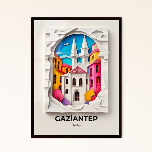 Vivid Gaziantep, Turkey - a paper cut of a city with a clock tower