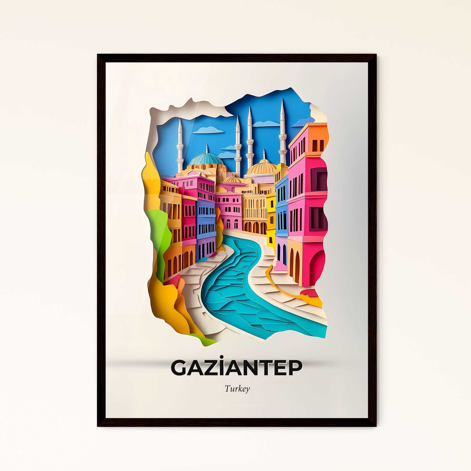 Vivid Gaziantep, Turkey - a paper cut of a city with a river