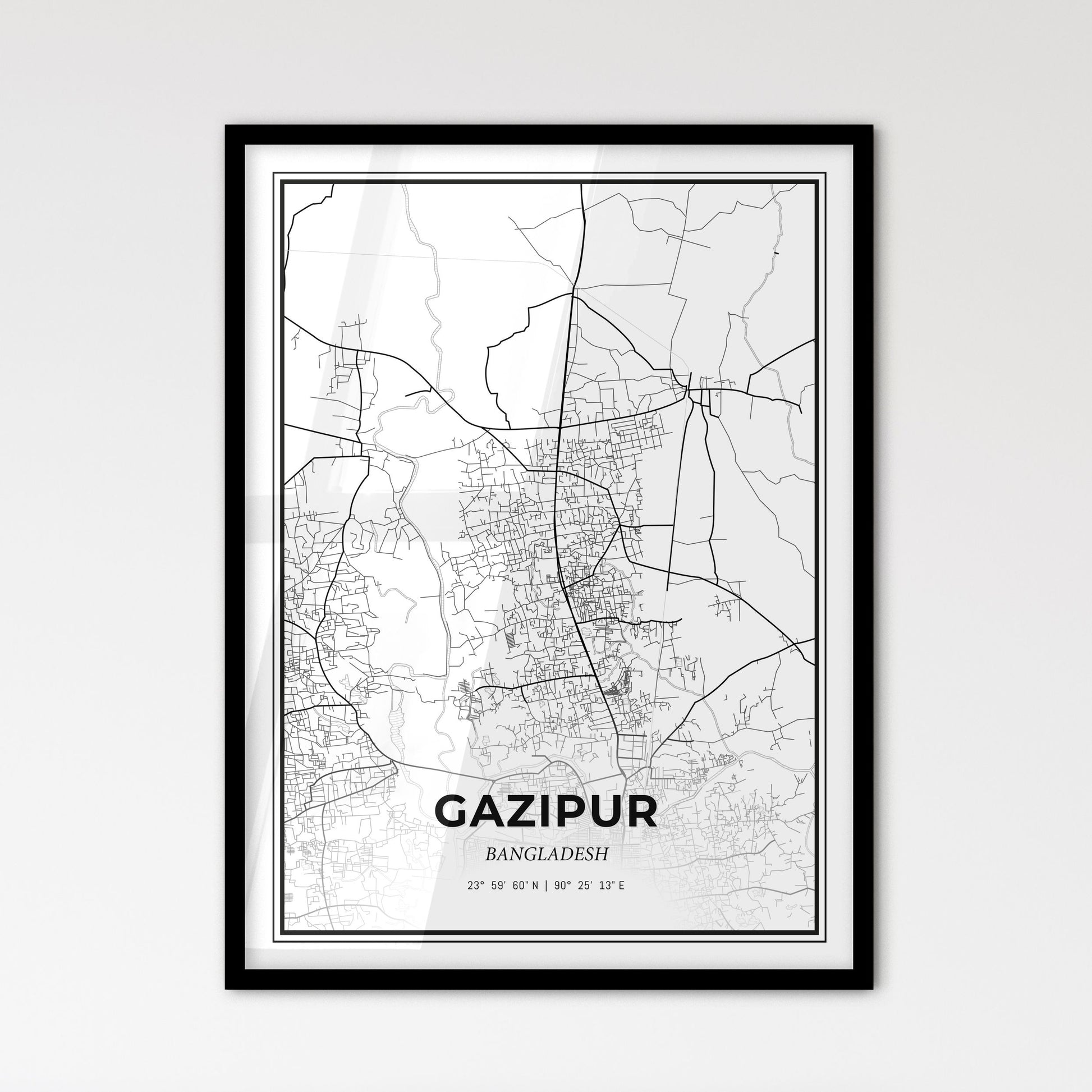 Gazipur Bangladesh - Scandinavian Style City Map for Modern Home Decor