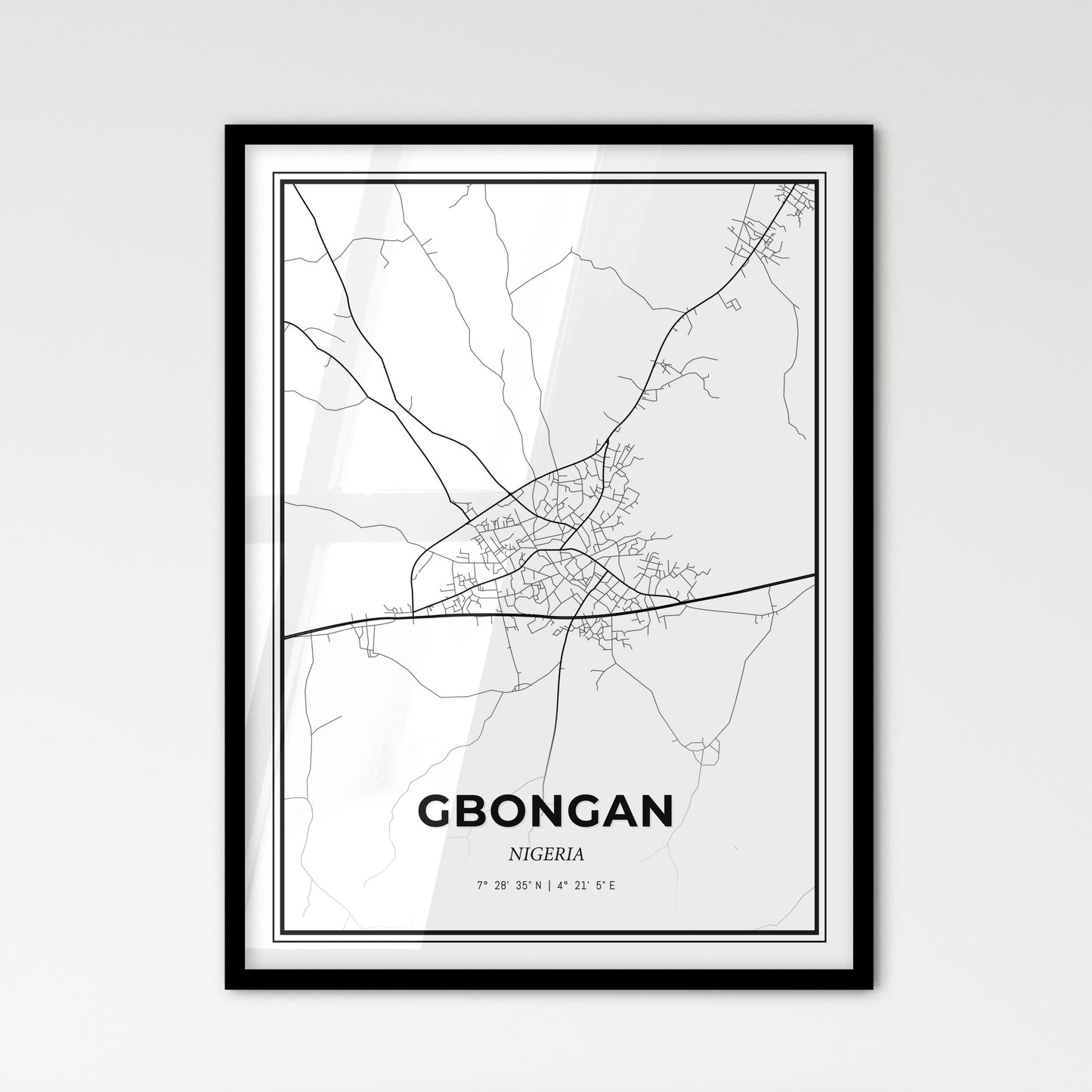 Gbongan Nigeria - Scandinavian Style City Map for Modern Home Decor