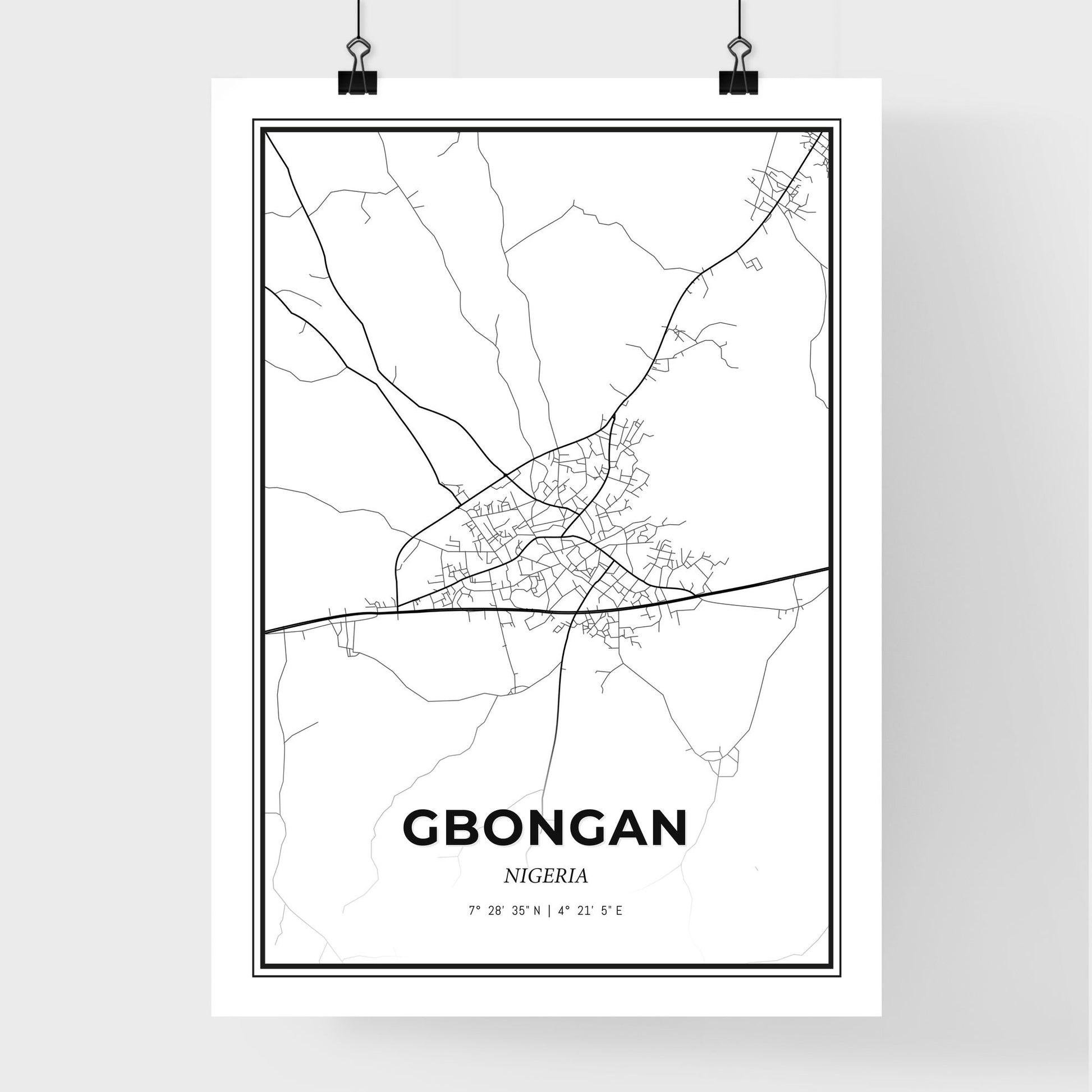 Gbongan Nigeria - Premium City Map Poster