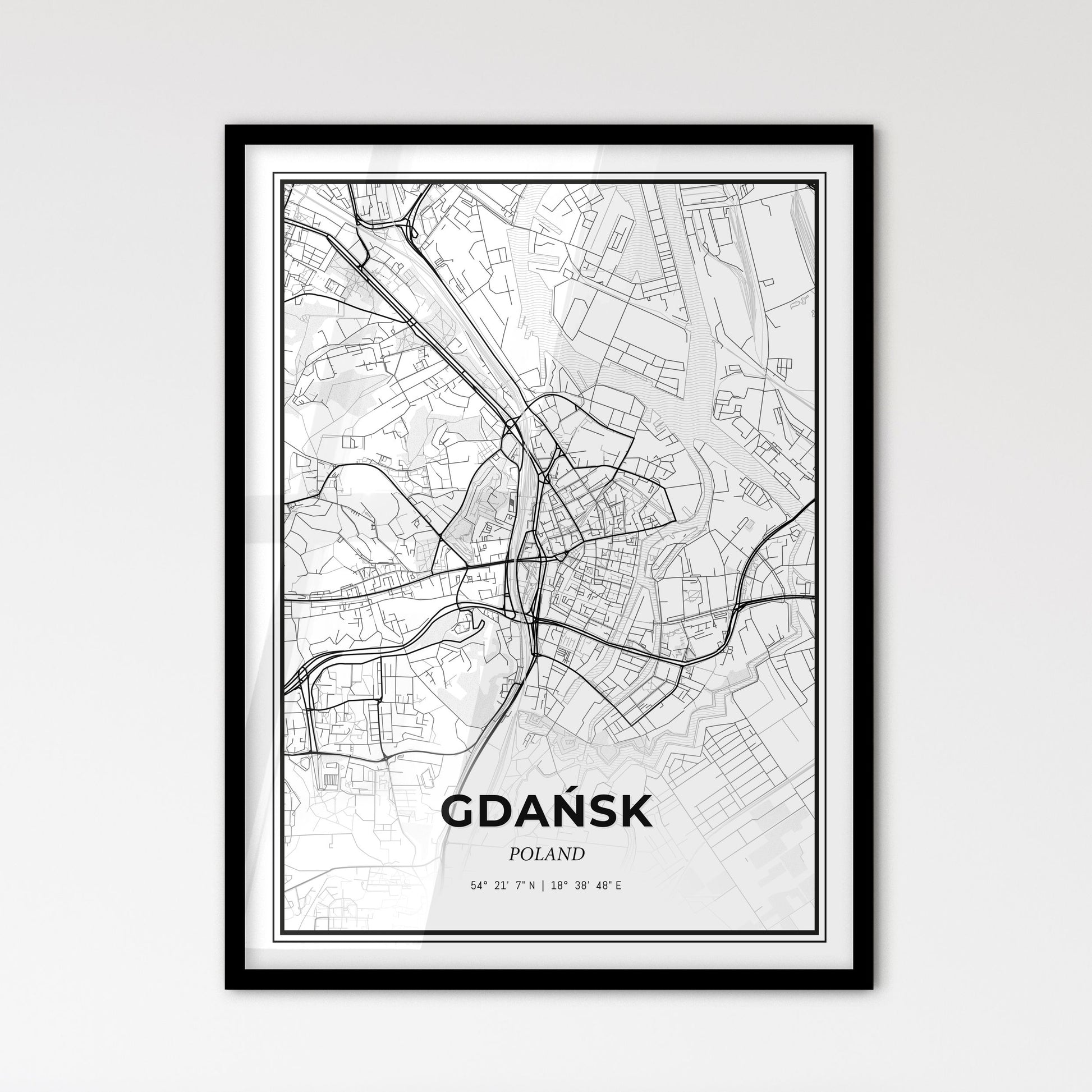 Gdańsk Poland - Scandinavian Style City Map for Modern Home Decor