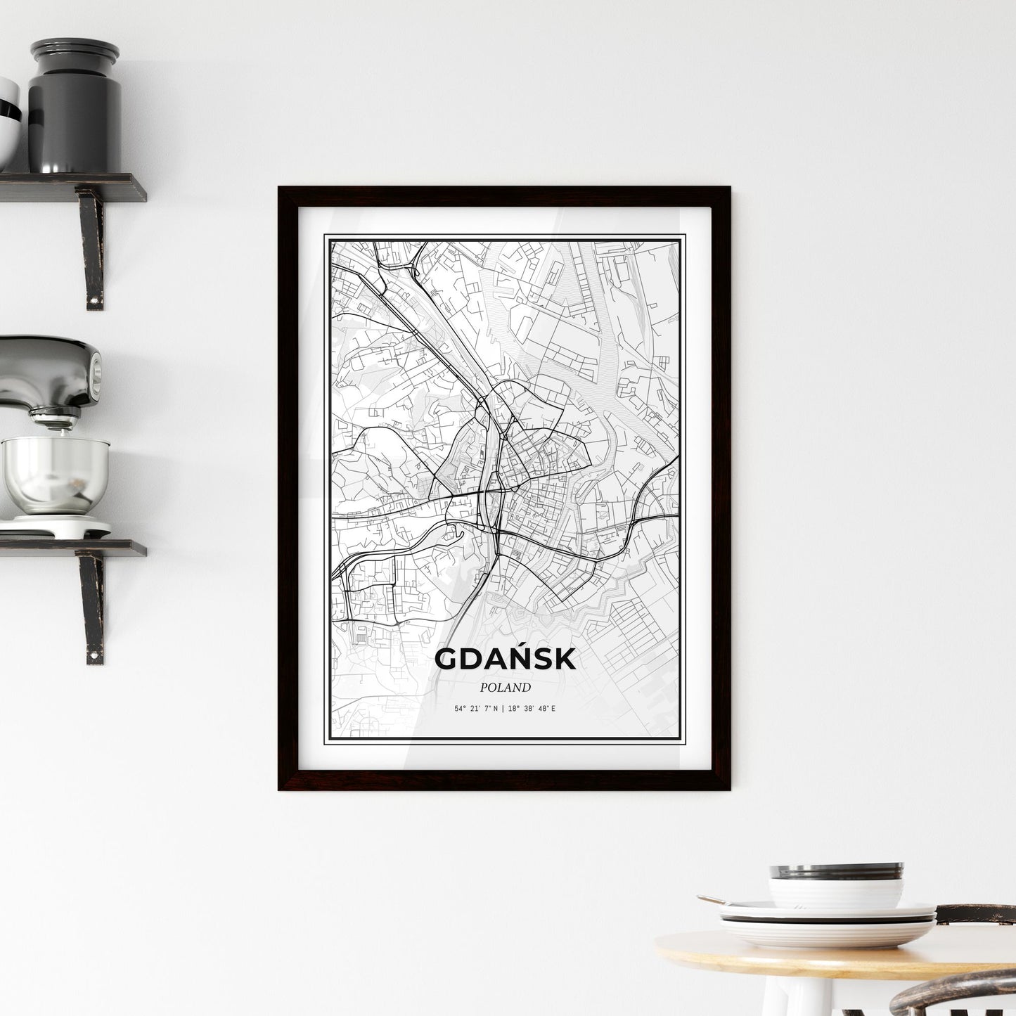 Gdańsk Poland - Minimal City Map