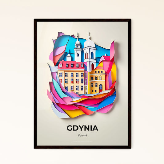 Vivid Gdynia, Poland - a paper cut of a city with a clock