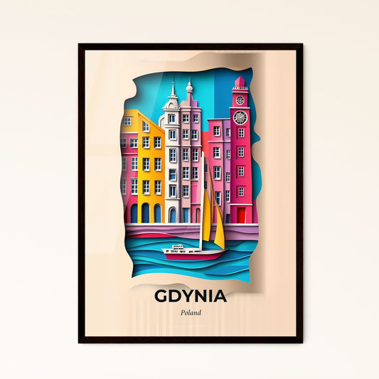 Vivid Gdynia, Poland - a paper cut of a city with a sailboat