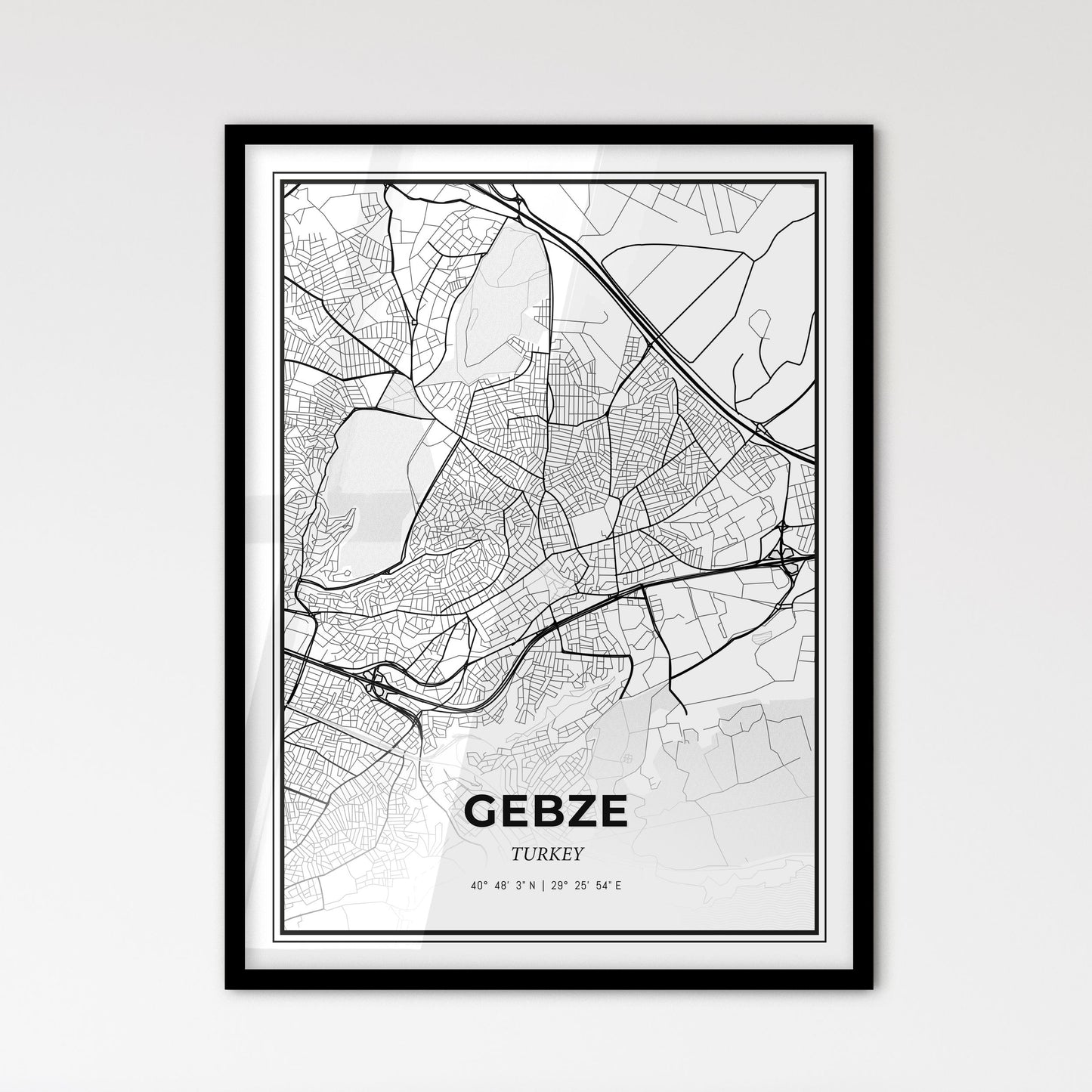 Gebze Turkey - Scandinavian Style City Map for Modern Home Decor