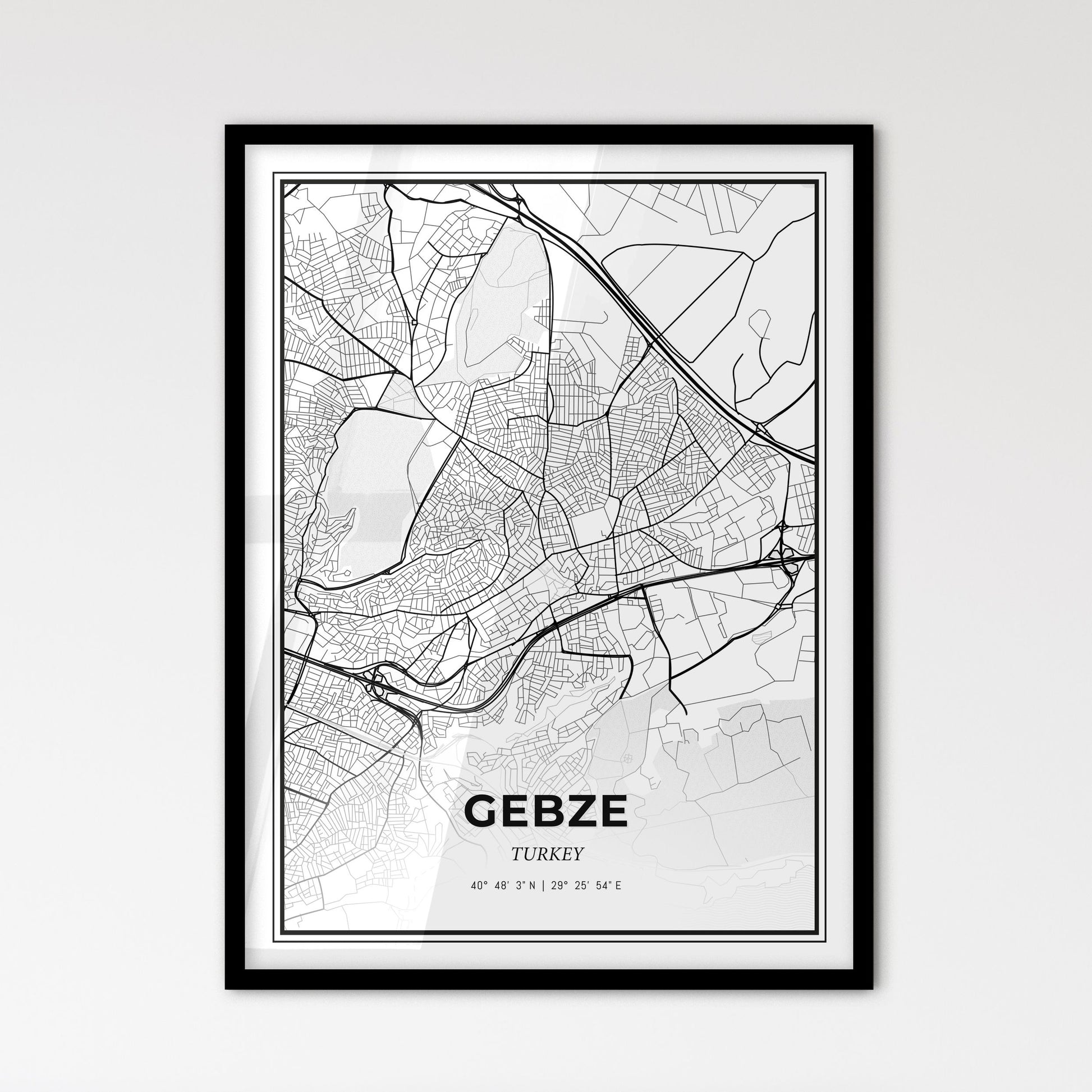 Gebze Turkey - Scandinavian Style City Map for Modern Home Decor