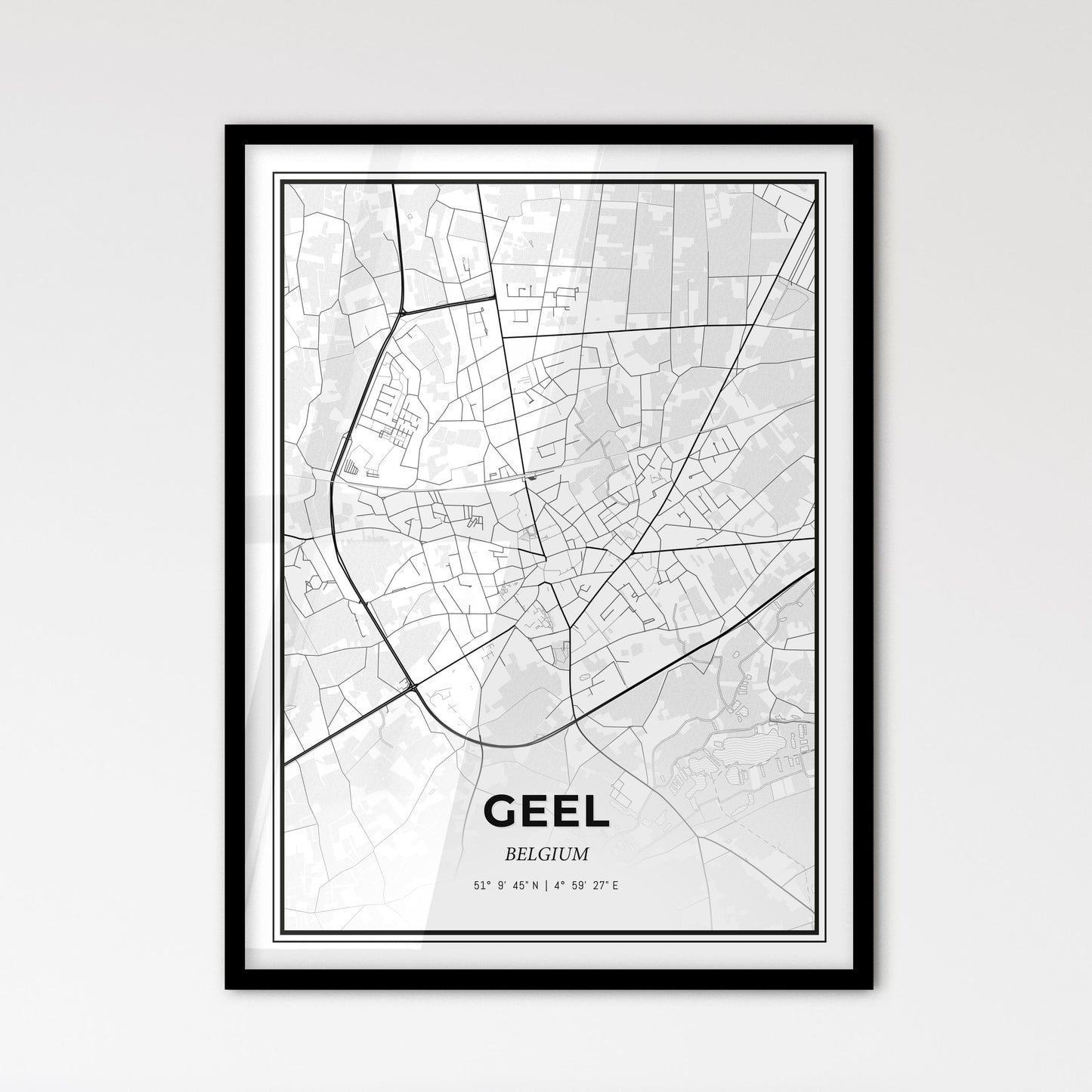 Geel Belgium - Scandinavian Style City Map for Modern Home Decor