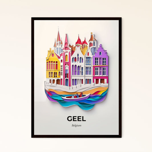 Vivid Geel, Belgium - a paper cut of a city with a boat