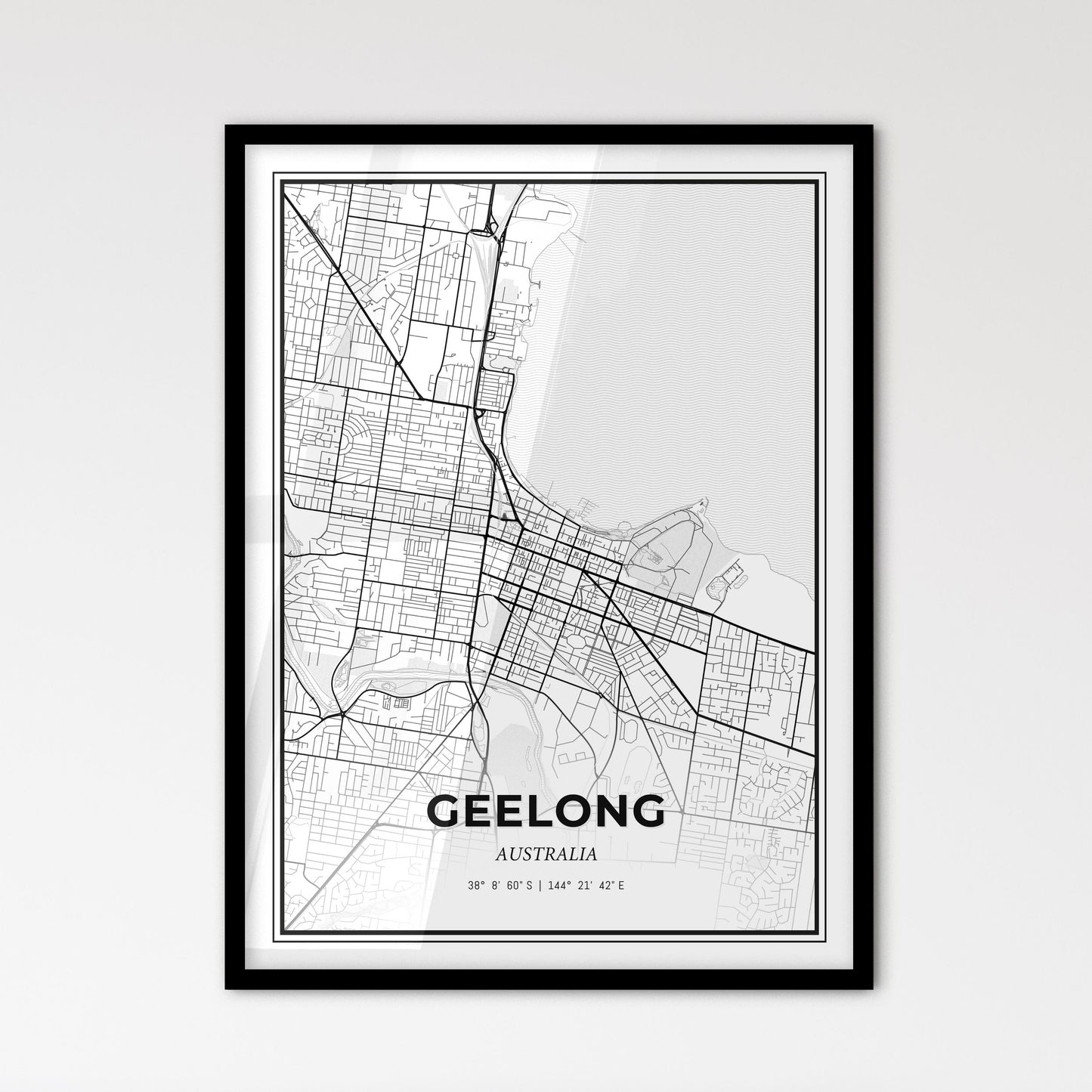 Geelong Australia - Scandinavian Style City Map for Modern Home Decor