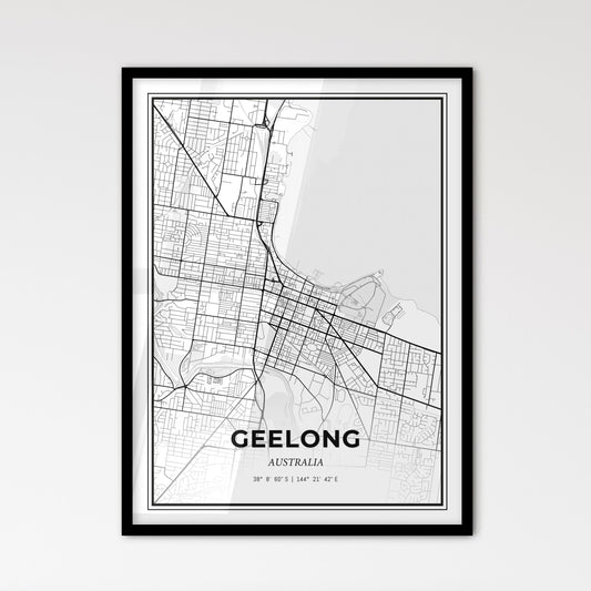 Geelong Australia - Scandinavian Style City Map for Modern Home Decor