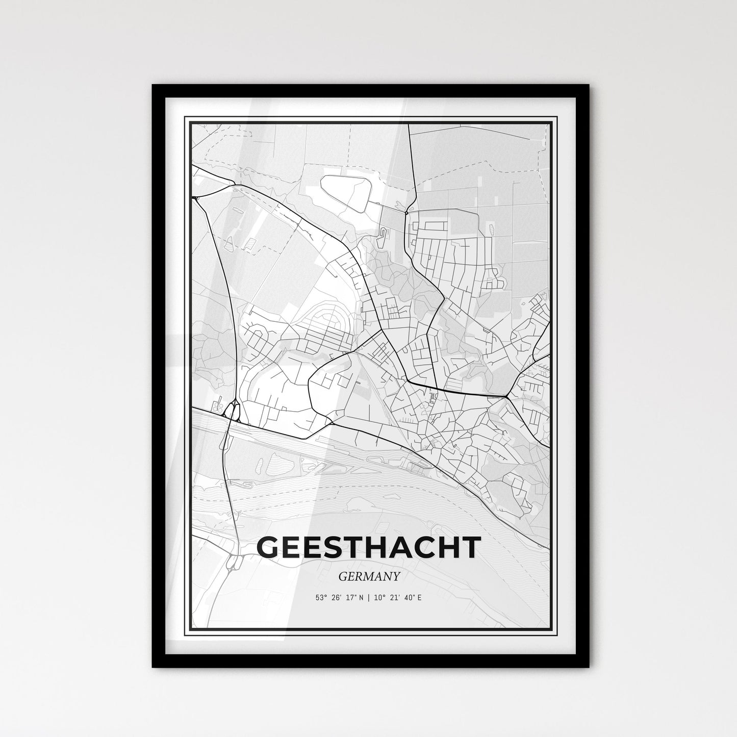 Geesthacht Germany - Scandinavian Style City Map for Modern Home Decor