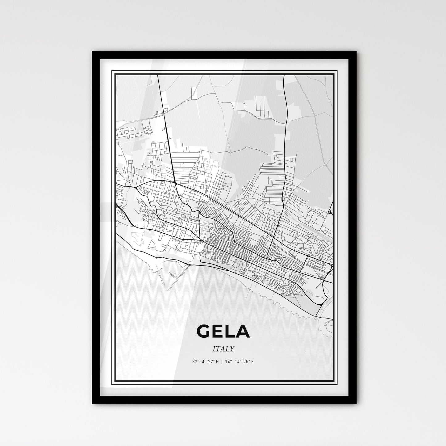 Gela Italy - Scandinavian Style City Map for Modern Home Decor