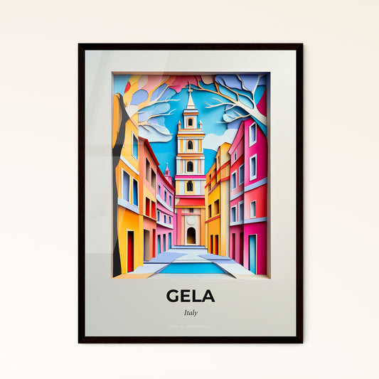 Vivid Gela, Italy - a colorful city with a clock tower