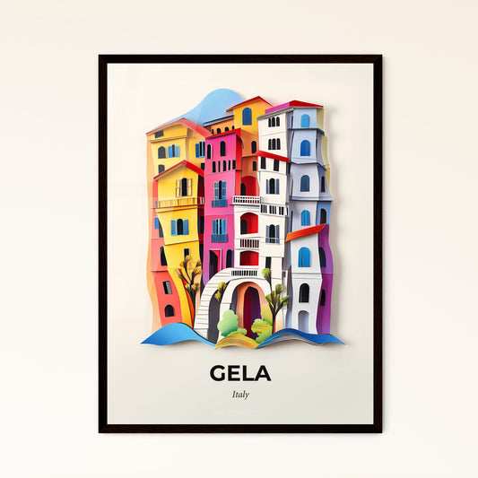 Vivid Gela, Italy - a paper cut of a city with a bridge