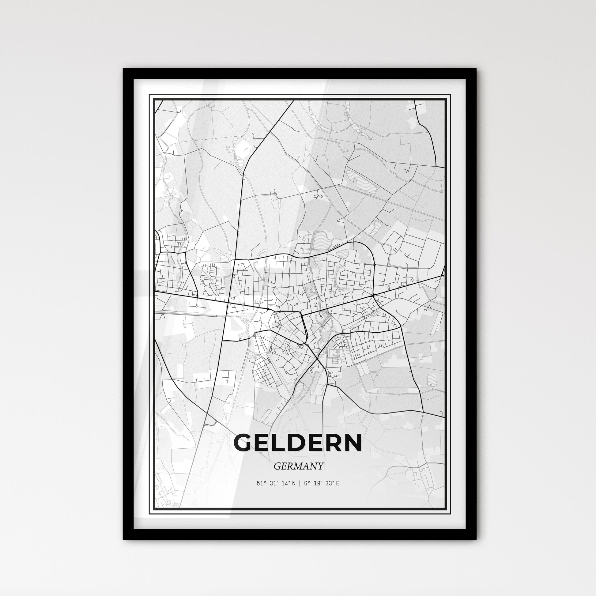 Geldern Germany - Scandinavian Style City Map for Modern Home Decor