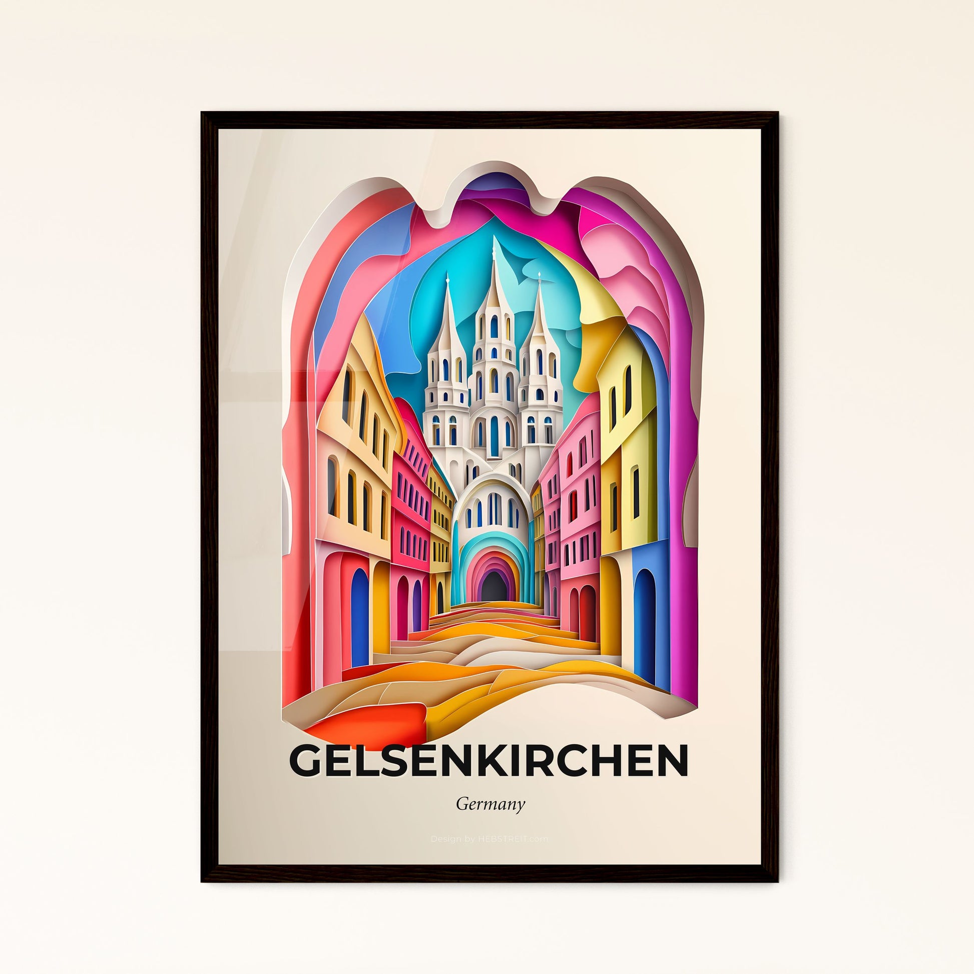 Vivid Gelsenkirchen, Germany - a colorful city scene with a church in the background