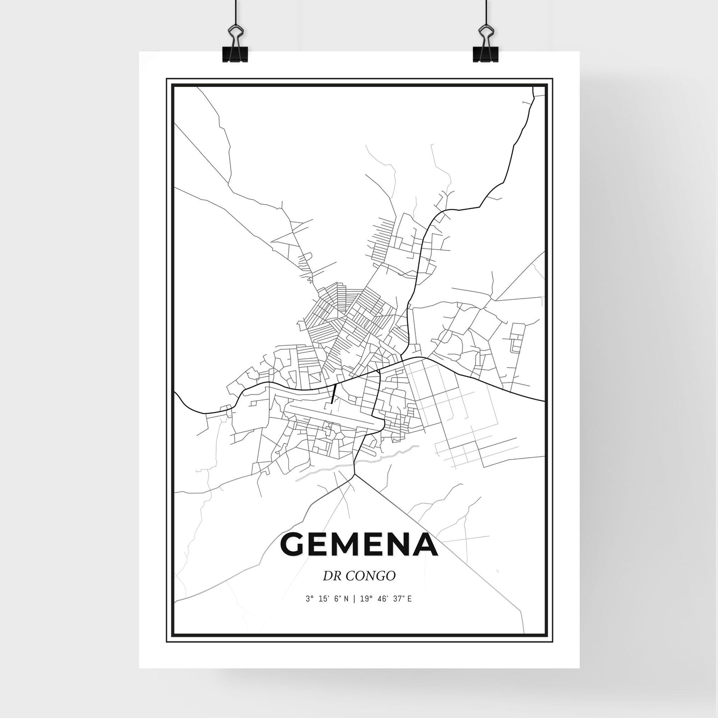 Gemena DR Congo - Premium City Map Poster