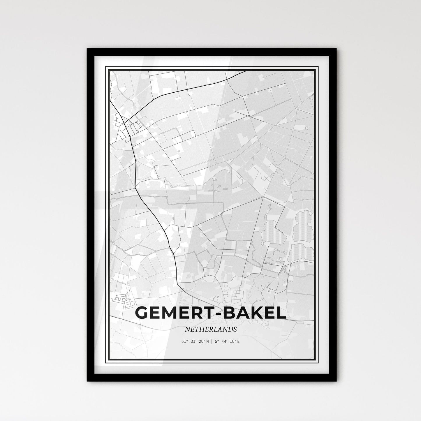  Gemert-Bakel Netherlands - Scandinavian Style City Map for Modern Home Decor