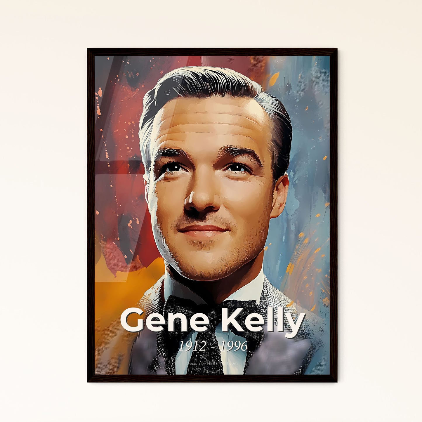 Portrait of Gene Kelly, 1912 - 1996. Impressionistic painting of a man in a suit.