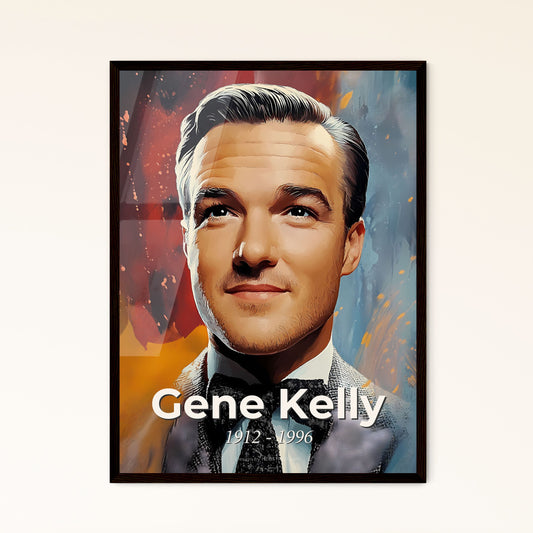 Portrait of Gene Kelly, 1912 - 1996. Impressionistic painting of a man in a suit.