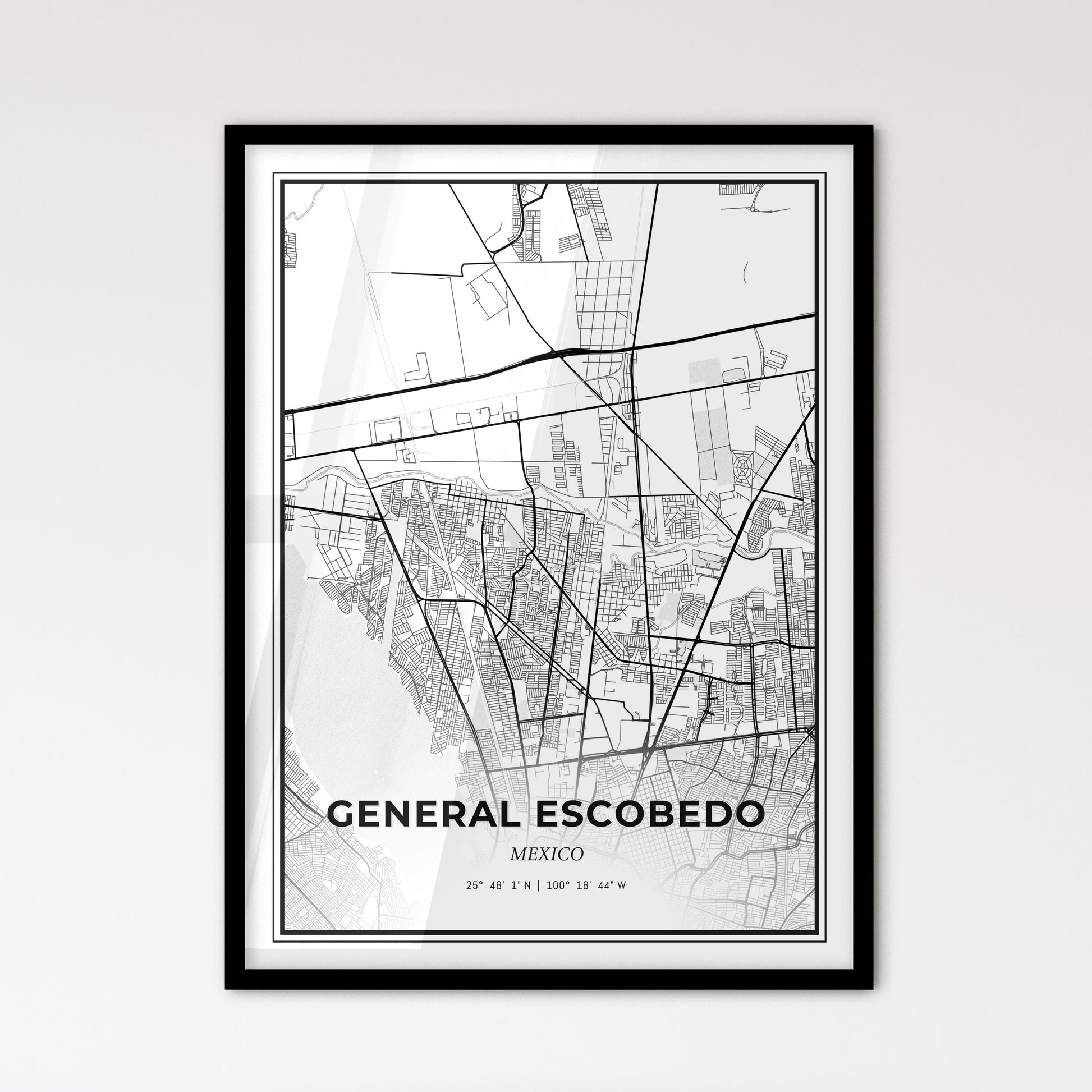 General Escobedo Mexico - Scandinavian Style City Map for Modern Home Decor