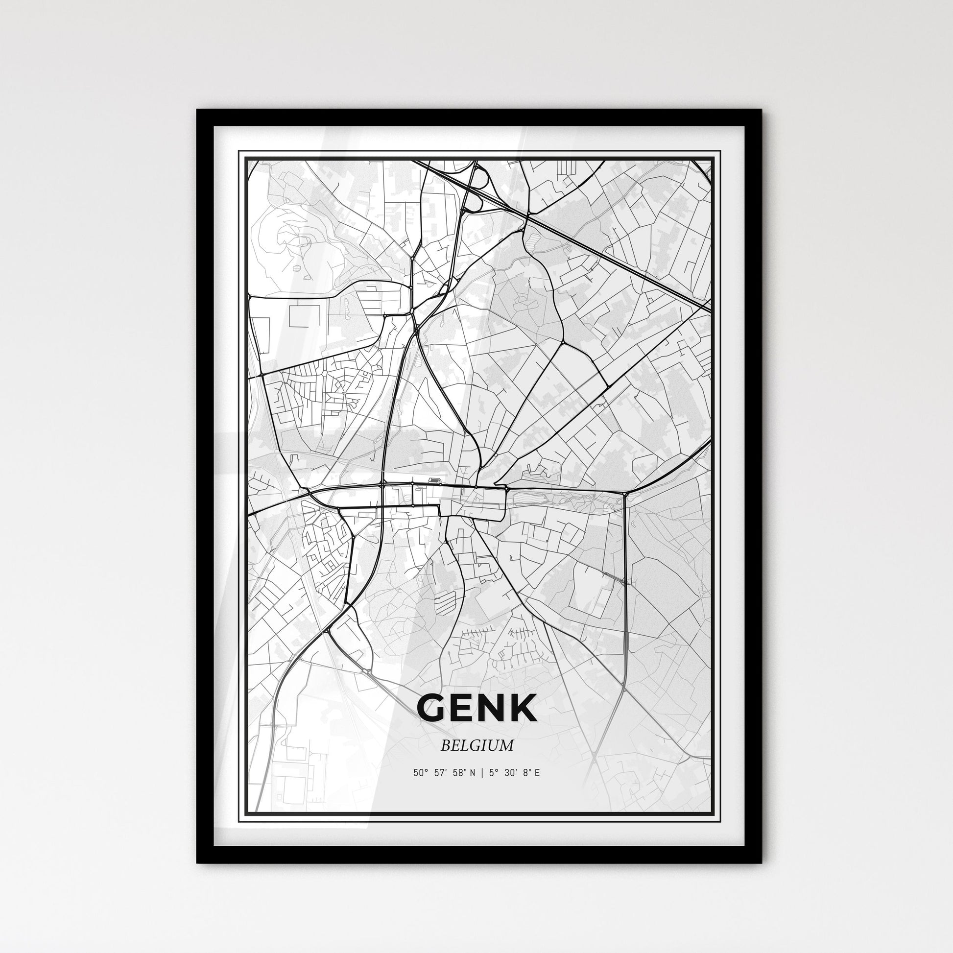 Genk Belgium - Scandinavian Style City Map for Modern Home Decor